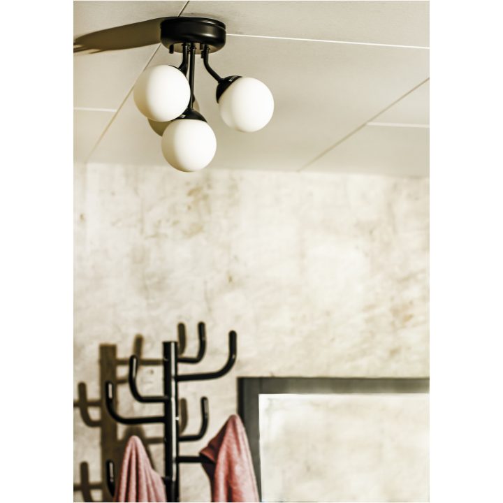 Nicosia Plafond Bad 4:a, Svart ANETA HOME Sockel G9 Svart /Opalvit – bild 3