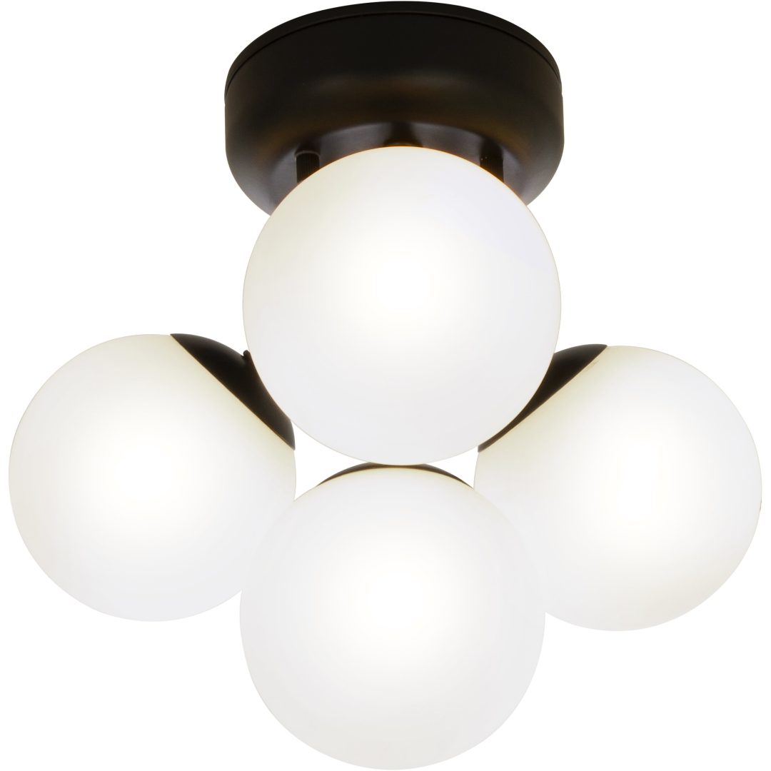 Nicosia Plafond Bad 4:a, Svart ANETA HOME Sockel G9 Svart /Opalvit