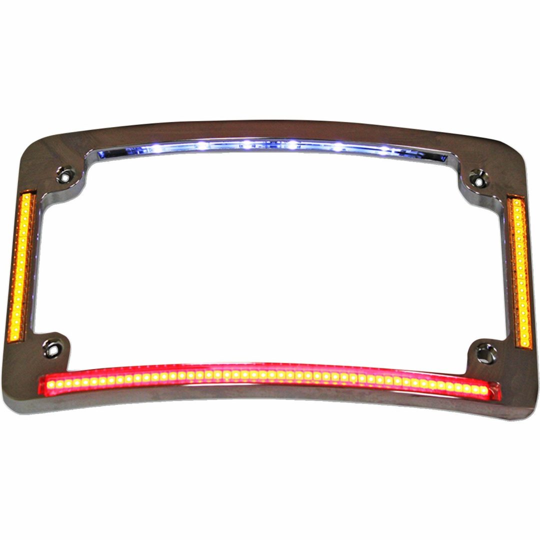 Nummerskylthållare All-in-one Krom/Orange/Röd/Vit CUSTOM DYNAMICS FRAME LP RADIUS CHROME