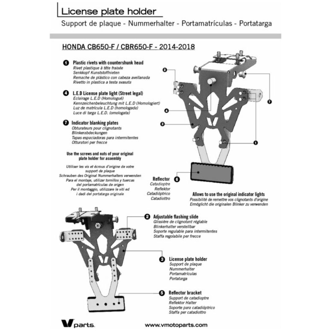 Nummerskyltshållare Svart Honda Cb650f V PARTS Svart – bild 2