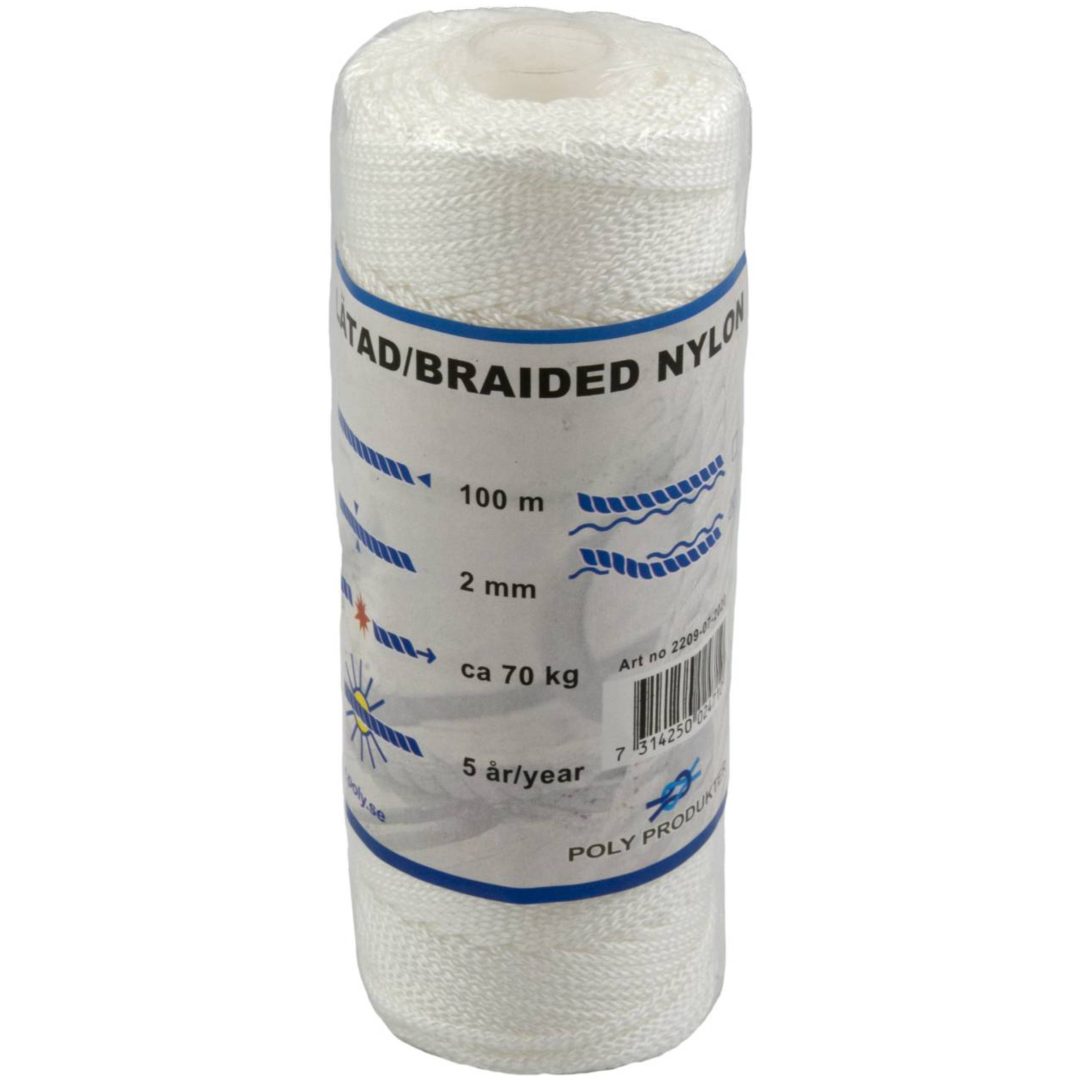 Nylonlina Flätad POLY GARN KRYSSFLÄTAT NYLON 2MM VIT – bild 3
