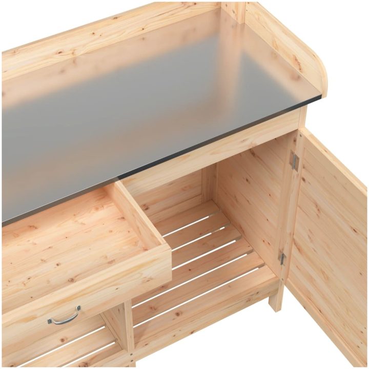 Odlingsbänk med skåp 110,5x45x124,5 cm massivt granträ vidaXL – bild 11