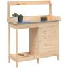 Odlingsbänk med skåp 110,5x45x124,5 cm massivt granträ vidaXL – miniatyr 4