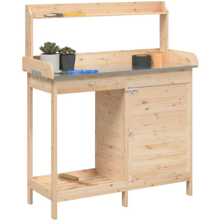 Odlingsbänk med skåp 110,5x45x124,5 cm massivt granträ vidaXL – bild 4