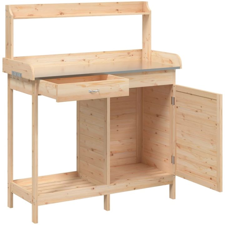 Odlingsbänk med skåp 110,5x45x124,5 cm massivt granträ vidaXL – bild 6