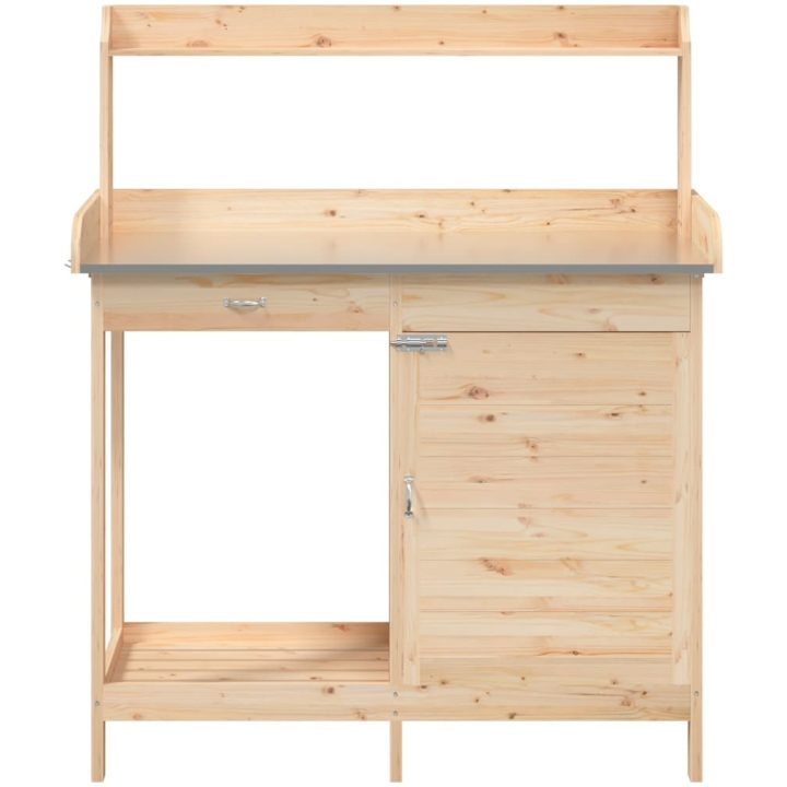 Odlingsbänk med skåp 110,5x45x124,5 cm massivt granträ vidaXL – bild 7