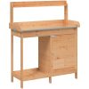Odlingsbänk med skåp brun 110,5x45x124,5 cm massivt granträ vidaXL – miniatyr 2