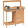 Odlingsbänk med skåp brun 110,5x45x124,5 cm massivt granträ vidaXL – miniatyr 4