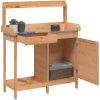 Odlingsbänk med skåp brun 110,5x45x124,5 cm massivt granträ vidaXL – miniatyr 5