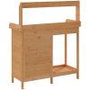 Odlingsbänk med skåp brun 110,5x45x124,5 cm massivt granträ vidaXL – miniatyr 9