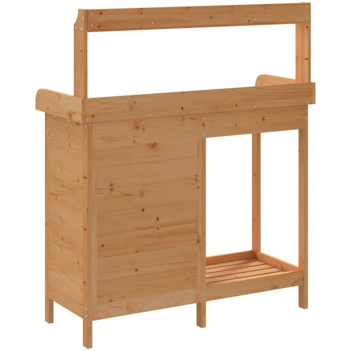 Odlingsbänk med skåp brun 110,5x45x124,5 cm massivt granträ vidaXL – bild 9