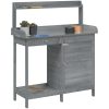 Odlingsbänk med skåp grå 110,5x45x124,5 cm massivt granträ vidaXL – miniatyr 4