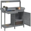 Odlingsbänk med skåp grå 110,5x45x124,5 cm massivt granträ vidaXL – miniatyr 5
