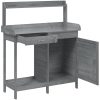 Odlingsbänk med skåp grå 110,5x45x124,5 cm massivt granträ vidaXL – miniatyr 6