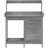 Odlingsbänk med skåp grå 110,5x45x124,5 cm massivt granträ vidaXL – miniatyr 7