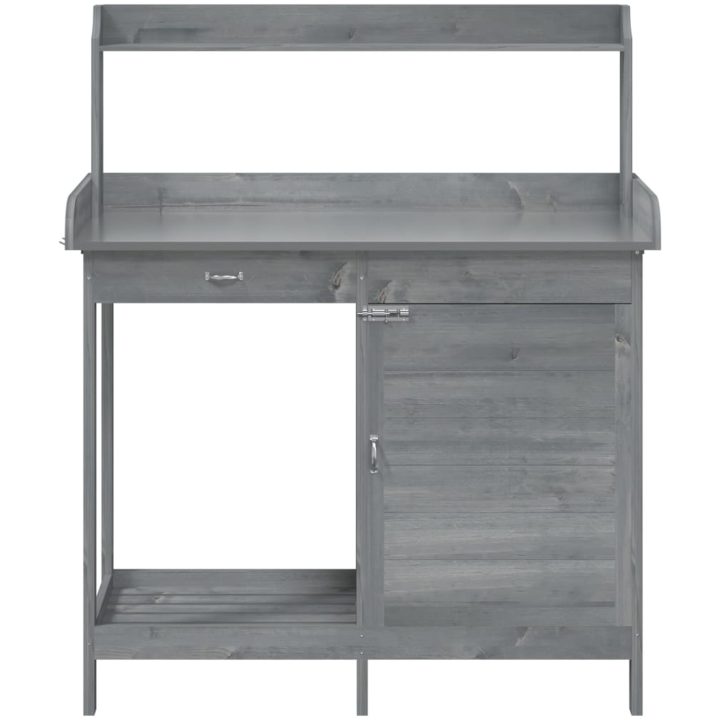 Odlingsbänk med skåp grå 110,5x45x124,5 cm massivt granträ vidaXL – bild 7