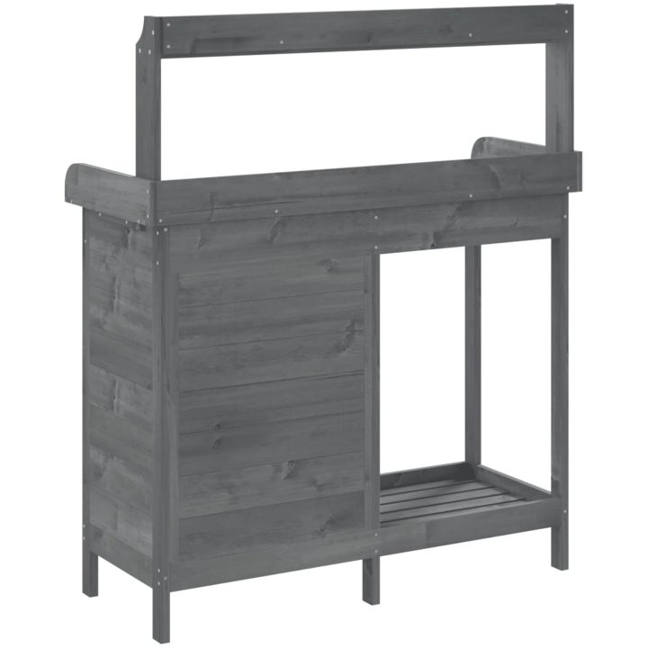 Odlingsbänk med skåp grå 110,5x45x124,5 cm massivt granträ vidaXL – bild 9