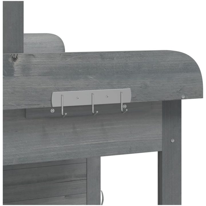 Odlingsbänk med skåp grå 110,5x45x124,5 cm massivt granträ vidaXL – bild 10