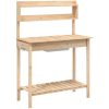 Odlingsbänk med vask 110,5x45x124,5 cm massivt granträ vidaXL – miniatyr 2