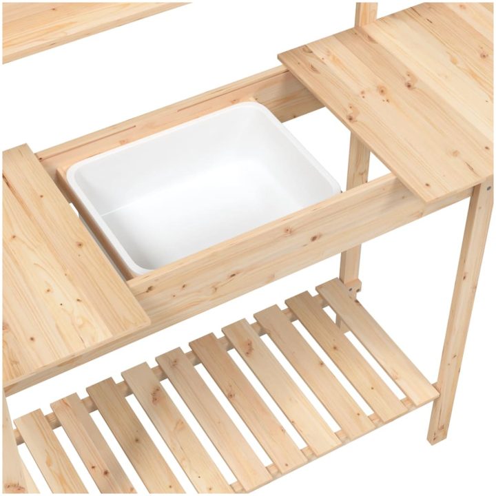 Odlingsbänk med vask 110,5x45x124,5 cm massivt granträ vidaXL – bild 11
