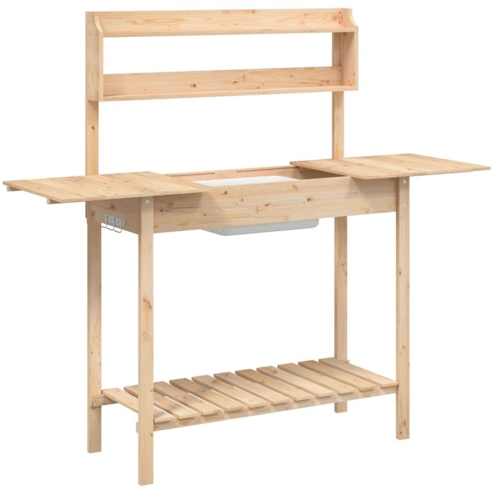 Odlingsbänk med vask 110,5x45x124,5 cm massivt granträ vidaXL – bild 6