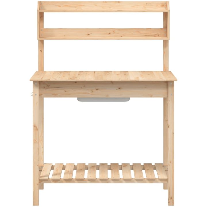 Odlingsbänk med vask 110,5x45x124,5 cm massivt granträ vidaXL – bild 7