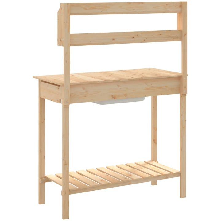 Odlingsbänk med vask 110,5x45x124,5 cm massivt granträ vidaXL – bild 9