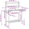 Odlingsbänk med vask grå 110,5x45x124,5 cm massivt granträ vidaXL – miniatyr 12