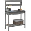 Odlingsbänk med vask grå 110,5x45x124,5 cm massivt granträ vidaXL – miniatyr 4