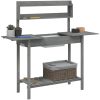 Odlingsbänk med vask grå 110,5x45x124,5 cm massivt granträ vidaXL – miniatyr 5
