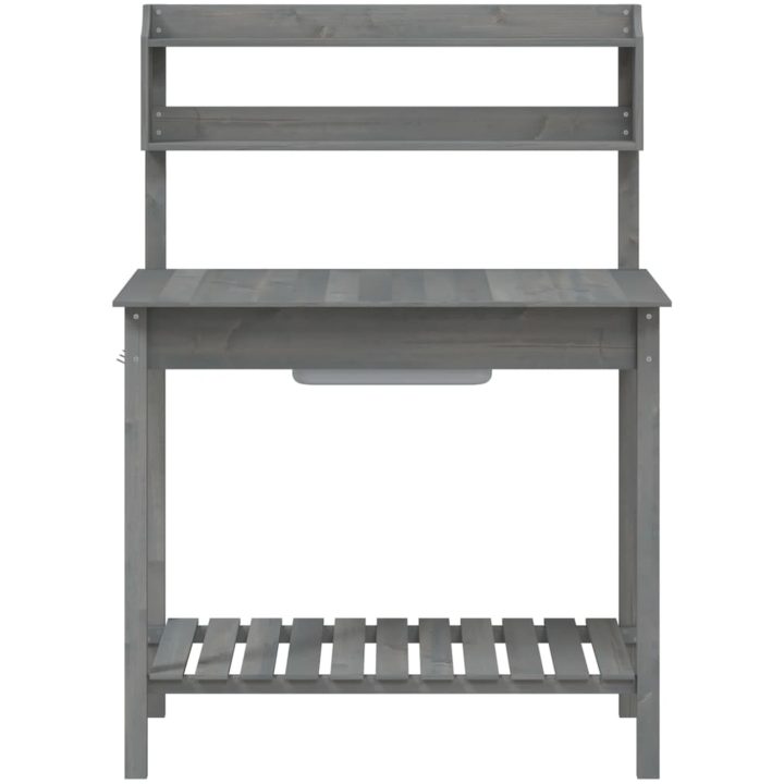 Odlingsbänk med vask grå 110,5x45x124,5 cm massivt granträ vidaXL – bild 7