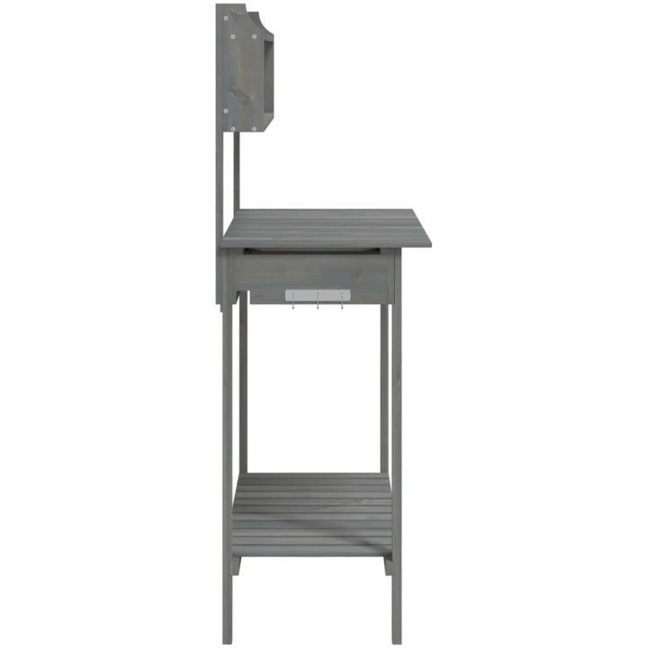 Odlingsbänk med vask grå 110,5x45x124,5 cm massivt granträ vidaXL – bild 8