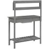 Odlingsbänk med vask grå 110,5x45x124,5 cm massivt granträ vidaXL – miniatyr 9
