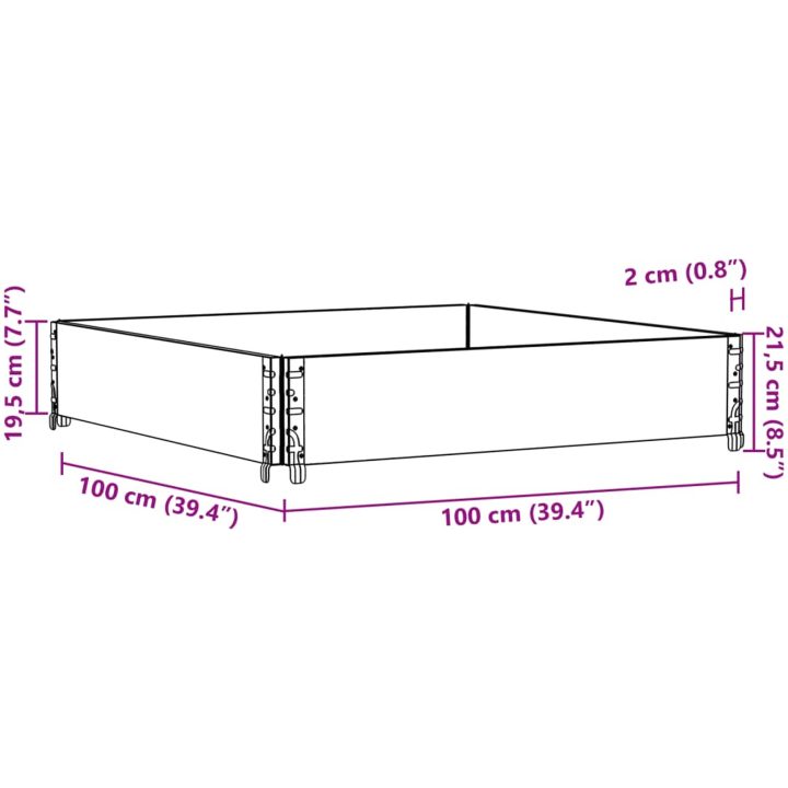 Odlingslåda 100x100 cm massiv furu vidaXL 100 x 100 x 21.5 cm – bild 8