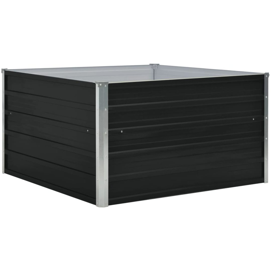 Odlingslåda 100x100x45 cm galvaniserat stål antracit vidaXL – bild 2