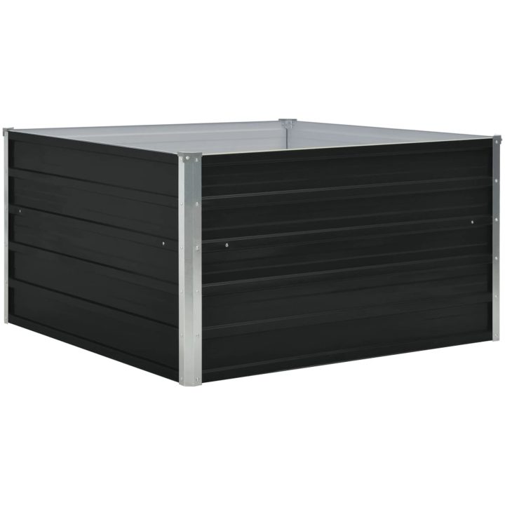 Odlingslåda 100x100x45 cm galvaniserat stål antracit vidaXL – bild 2