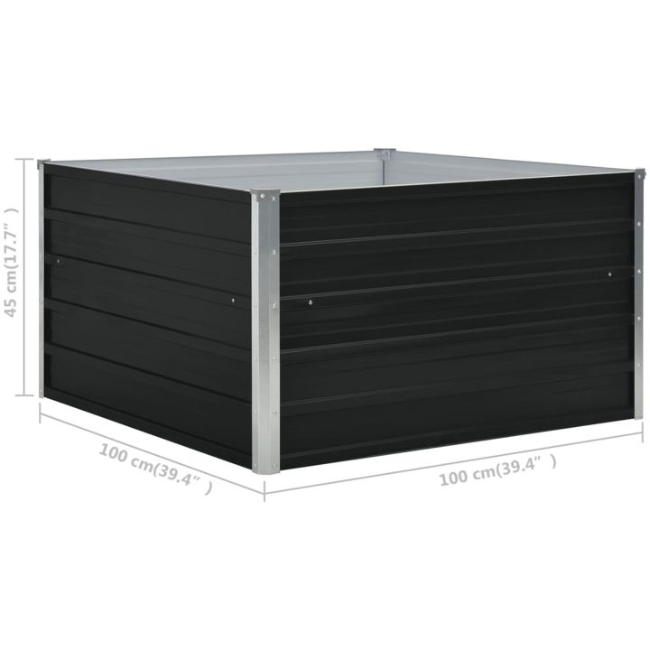 Odlingslåda 100x100x45 cm galvaniserat stål antracit vidaXL – bild 6