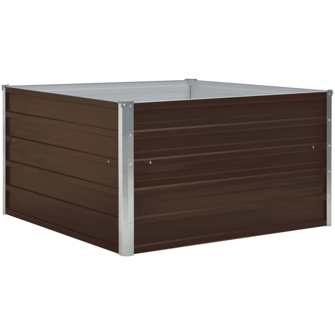 Odlingslåda 100x100x45 cm galvaniserat stål brun vidaXL – bild 2