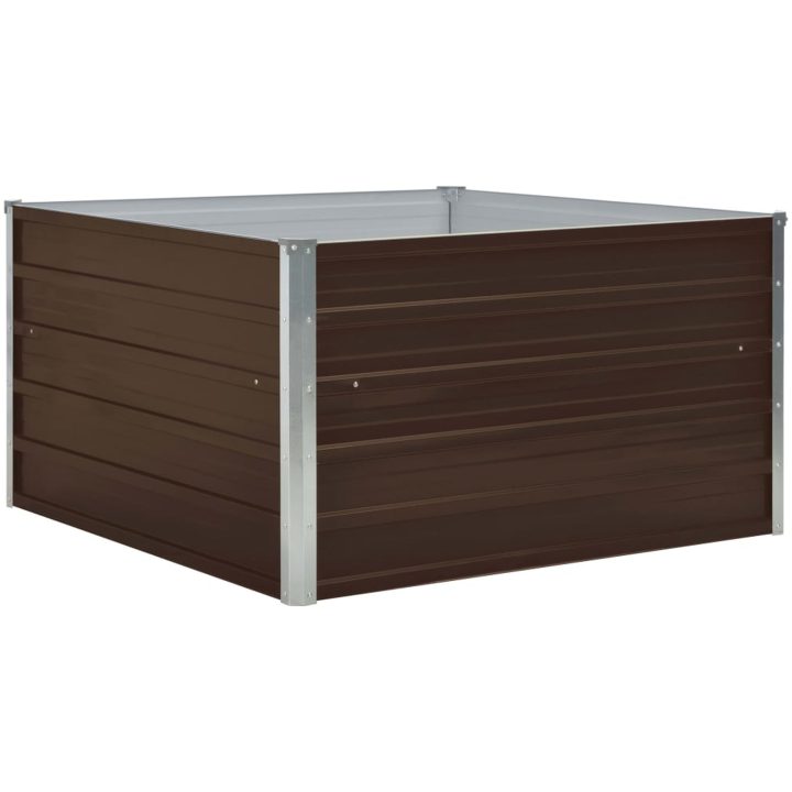 Odlingslåda 100x100x45 cm galvaniserat stål brun vidaXL – bild 2