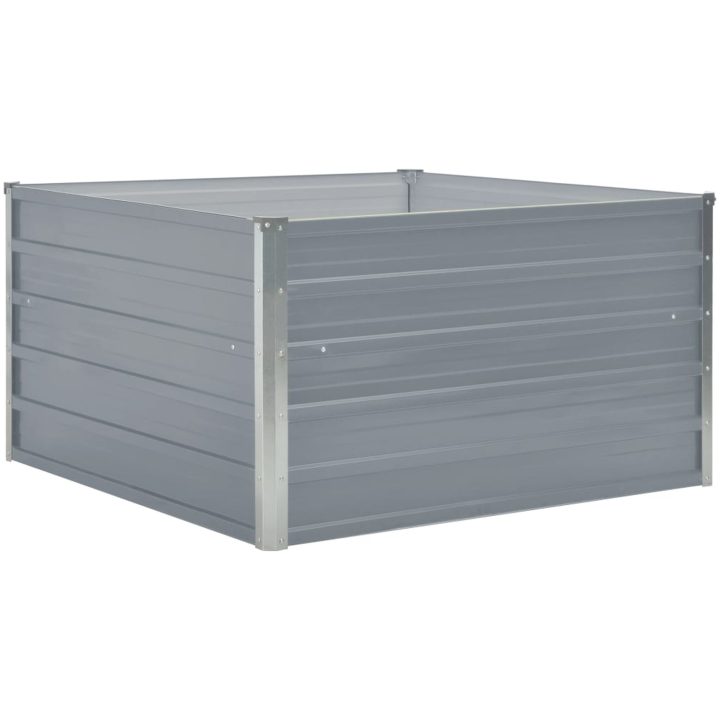 Odlingslåda 100x100x45 cm galvaniserat stål grå vidaXL – bild 2
