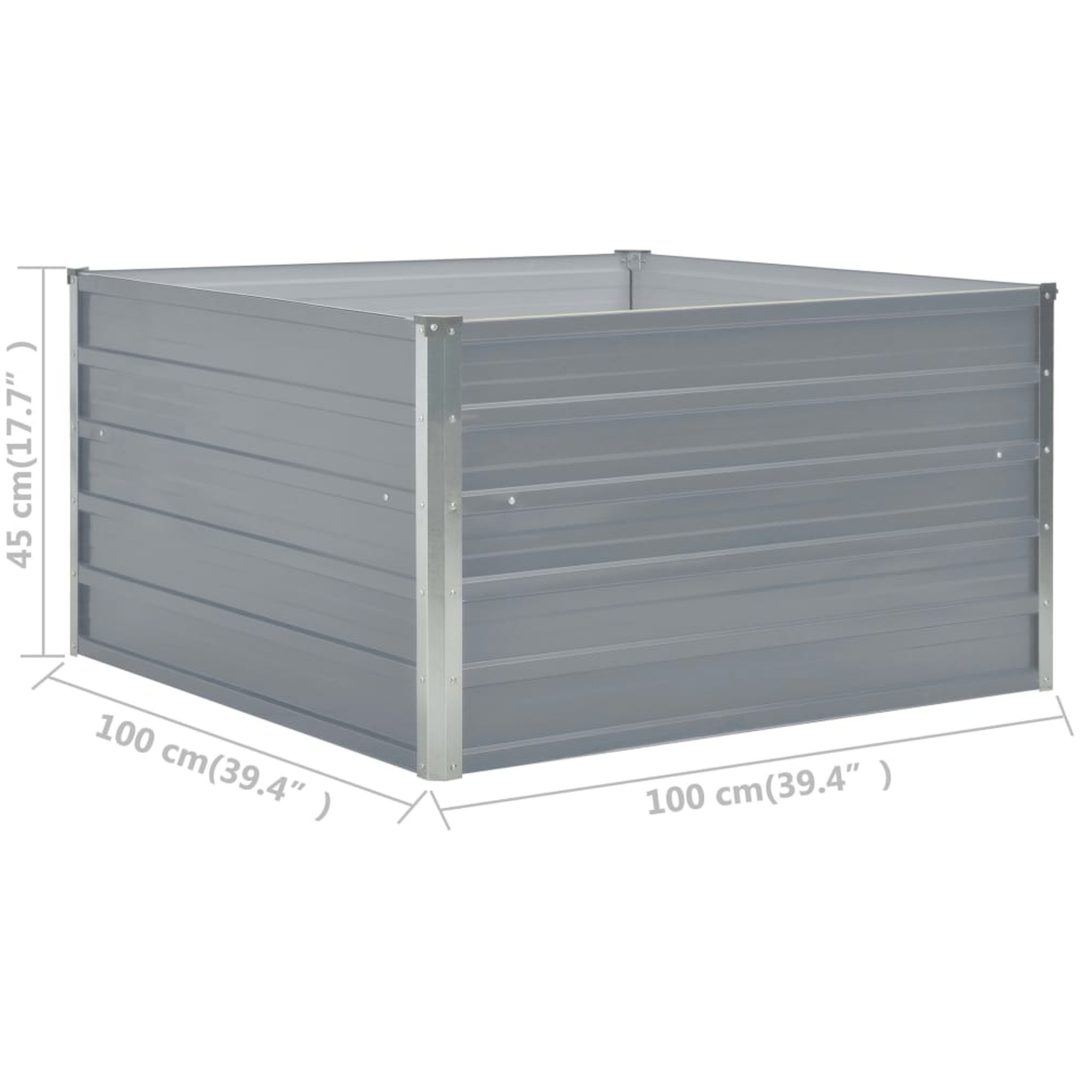 Odlingslåda 100x100x45 cm galvaniserat stål grå vidaXL – bild 6