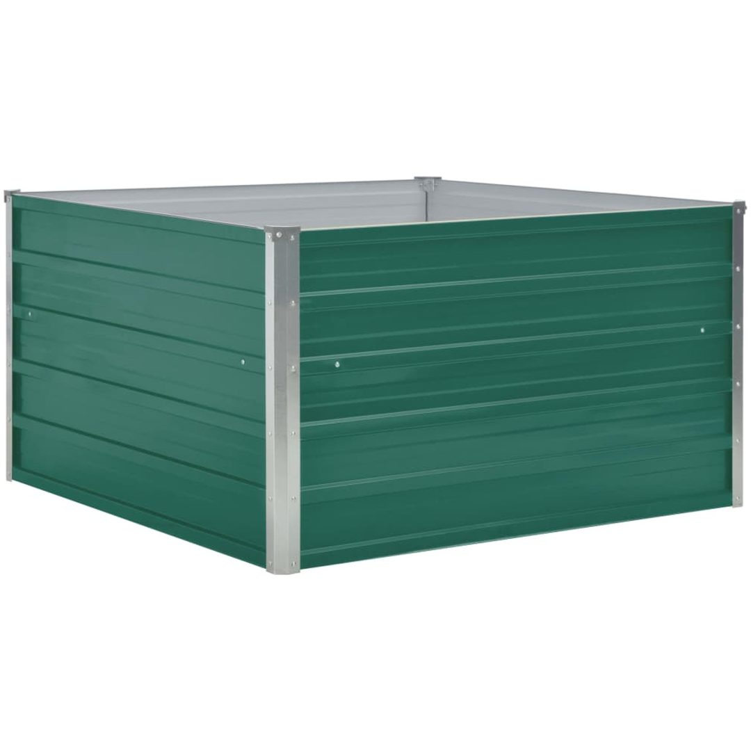 Odlingslåda 100x100x45 cm galvaniserat stål grön vidaXL – bild 2