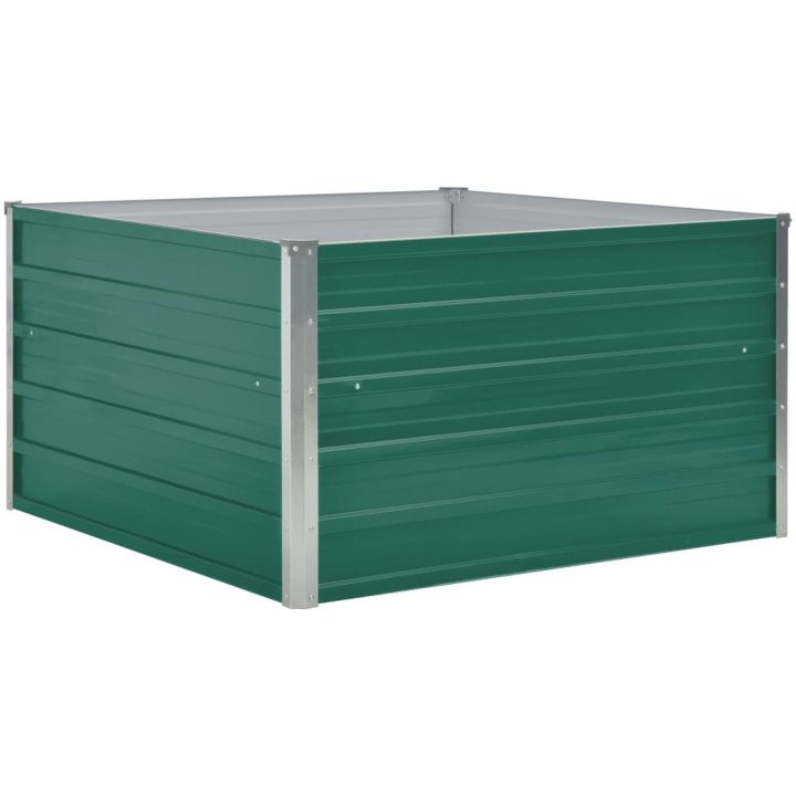Odlingslåda 100x100x45 cm galvaniserat stål grön vidaXL – bild 2