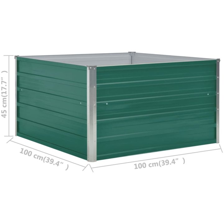Odlingslåda 100x100x45 cm galvaniserat stål grön vidaXL – bild 6