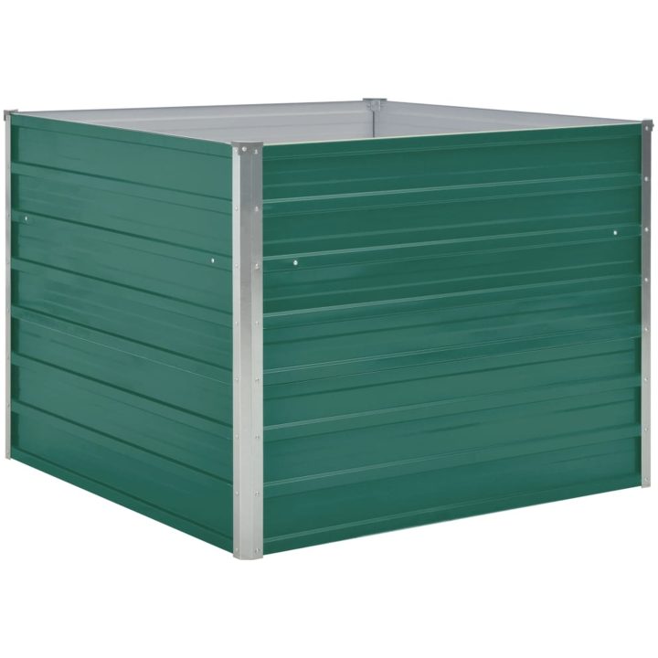 Odlingslåda 100x100x77 cm galvaniserad stål grön vidaXL – bild 3