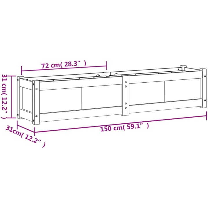Odlingslåda 150x31x31 cm massivt douglasträ vidaXL – bild 11