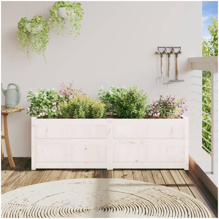 Odlingslåda 150x50x50 cm vit massiv furu vidaXL – bild 3