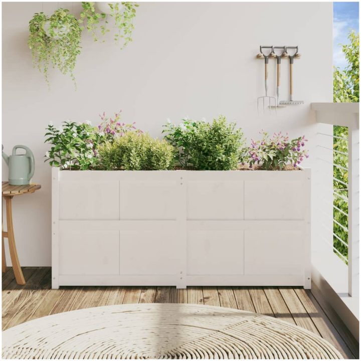 Odlingslåda 150x50x70 cm vit massiv furu vidaXL – bild 3