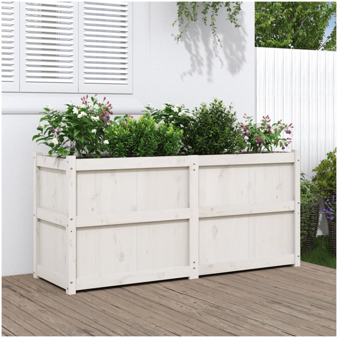 Odlingslåda 150x50x70 cm vit massiv furu vidaXL