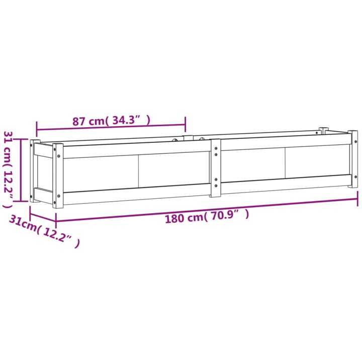 Odlingslåda 180x31x31 cm impregnerat furu vidaXL – bild 11